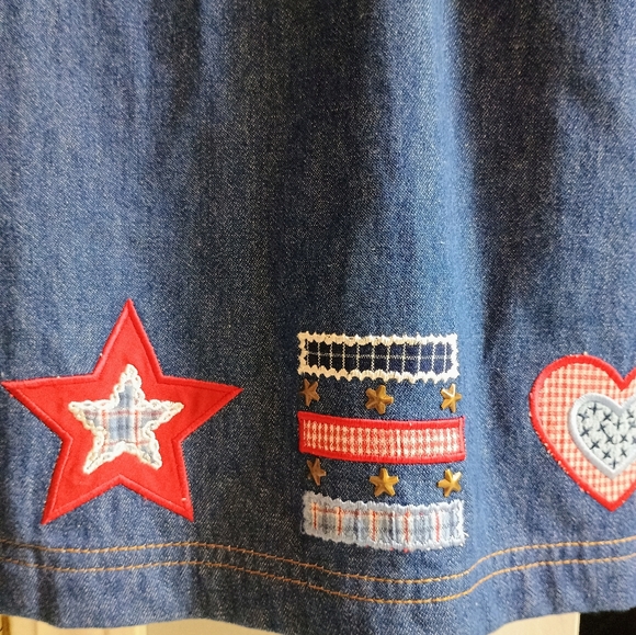 Vintage Koret City Blues Denim Shirt XL Patriotic Americana Appliqué Hearts... - Picture 7 of 16
